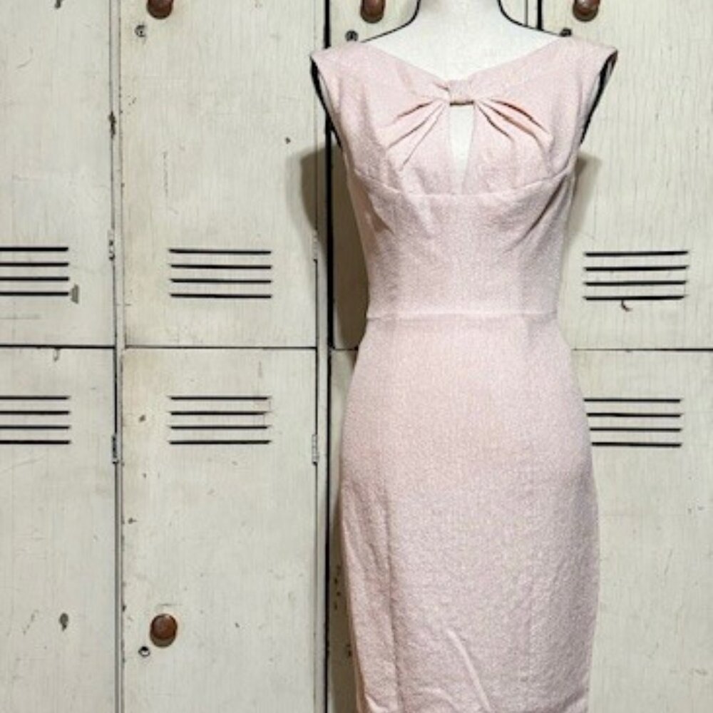 Black Halo Blush Textured Sheath Dress with Knotted Keyhole, Size 2 (NWT)